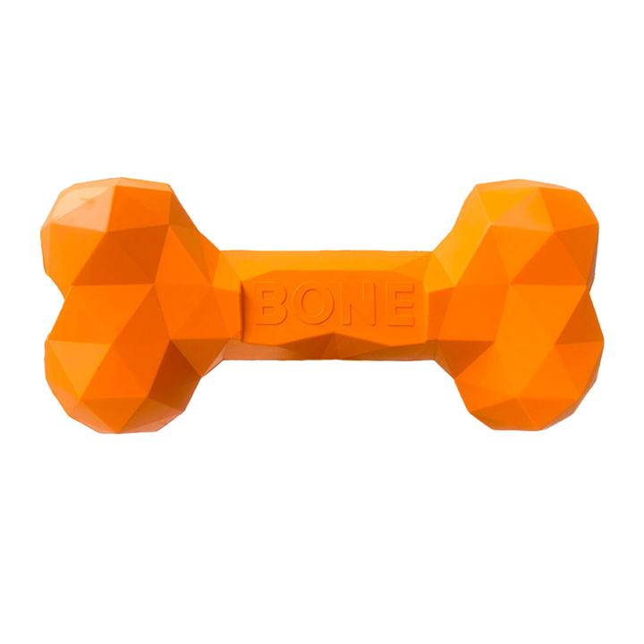 Natural Rubber Chew Bone - Orange - Kubashii