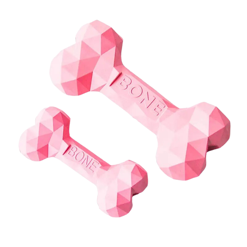 Natural Rubber Chew Bone - Pink-Kubashii