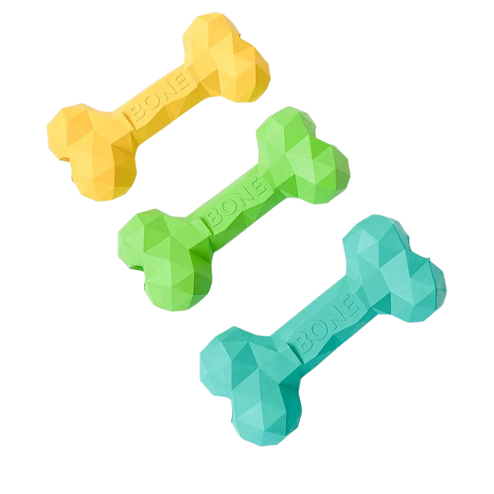 Natural Rubber Chew Bone - Yellow-Kubashii