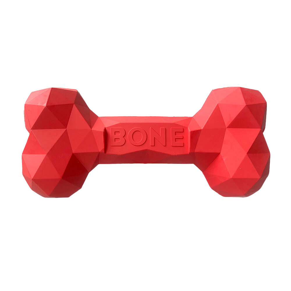 Natural Rubber Chew Bone - Red-Kubashii