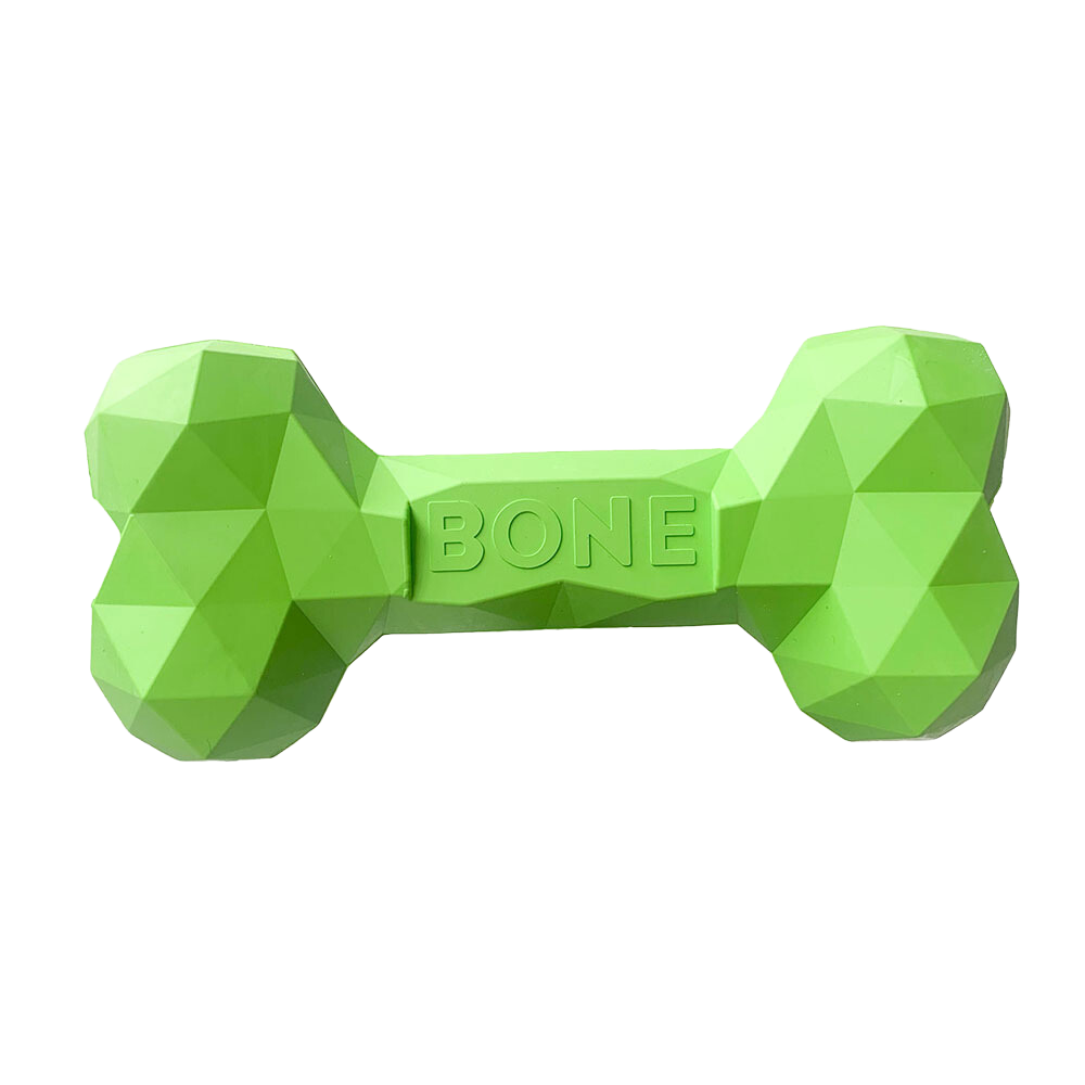 Natural Rubber Chew Bone - Green-Kubashii