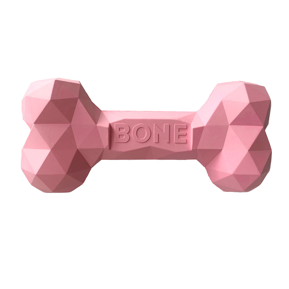 Natural Rubber Chew Bone - Pink - Kubashii