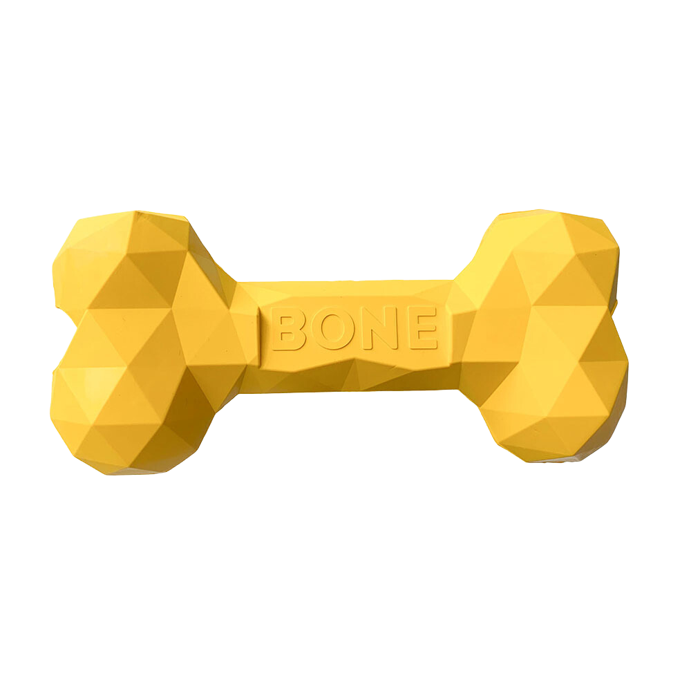 Natural Rubber Chew Bone - Yellow-Kubashii